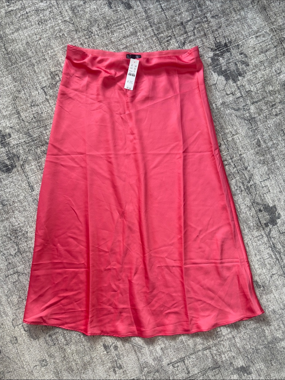 J. Crew Satin A-Line Midi Skirt in Coral